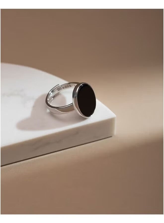 JOUDIYA Korean Simple  Silver ring Inlaid Smooth High-end Fashion Niche Retro Personality - Image 3